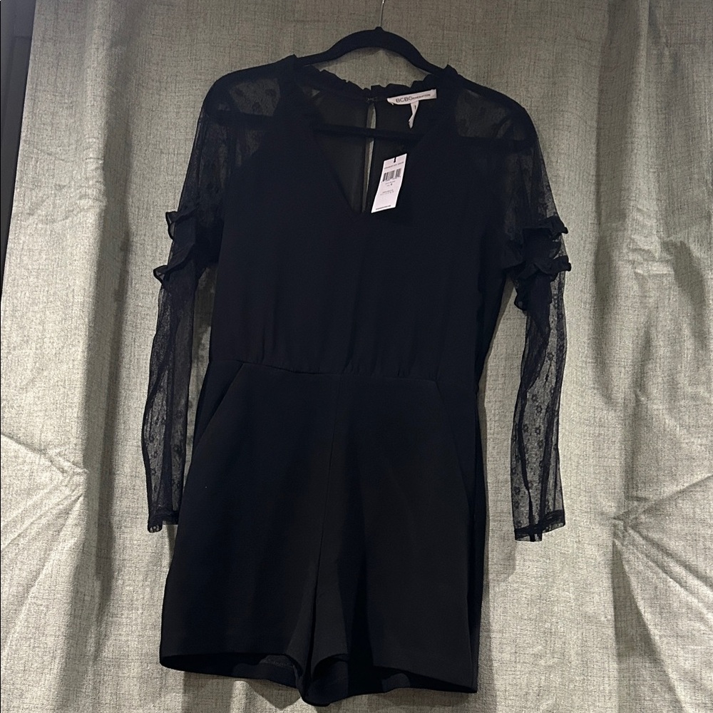 BCBGeneration Black Lace Sleeve Romper